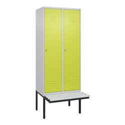 C+P Spind Classic PLUS, Bank, 2 Abteile, 2120x800x815mm, 7035/0024 Verschluss Zylinderschloss 4 Garderobenhaken Trennwand mittig