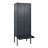 C+P Spind Classic PLUS, Bank, 2 Abteile, 2120x800x815mm, 7016/7016 Verschluss Zylinderschloss 4 Garderobenhaken Trennwand mittig