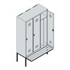 C+P Spind Classic PLUS, Bank, 3 Abteile, 2120x1200x815mm, 7035/7035 Verschluss Zylinderschloss 4 Garderobenhaken Trennwand mitti