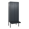 C+P Spind Classic PLUS, Bank, 2 Abteile, 2120x800x815mm, 7016/7016 Verschluss Zylinderschloss 4 Garderobenhaken  Dekor Banklatte