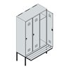 C+P Spind Classic PLUS, Bank, 3 Abteile, 2120x1200x815mm, 7016/7016 Verschluss Zylinderschloss 4 Garderobenhaken  Dekor Banklatt