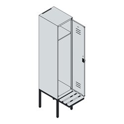 C+P Spind Classic PLUS, Bank, 1 Abteil, 2120x400x815mm, 9016/9016 Verschluss Zylinderschloss 4 Garderobenhaken  Dekor Banklatten