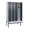 C+P Spind Classic PLUS, Bank, 4 Abteile, 2120x1200x815mm, 7035/7016 Verschluss Sicherheits-Drehriegel 3 Garderobenhaken  Dekor B