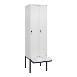 C+P Spind Classic PLUS, Bank, 2 Abteile, 2120x600x815mm, 9016/9016 Verschluss Sicherheits-Drehriegel 3 Garderobenhaken  Dekor Ba