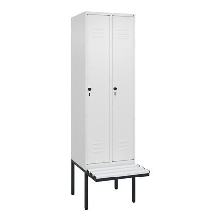 C+P Spind Classic PLUS, Bank, 2 Abteile, 2120x600x815mm, 9016/9016 Verschluss Sicherheits-Drehriegel 3 Garderobenhaken  Dekor Ba