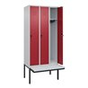 C+P Spind Classic PLUS, Bank, 3 Abteile, 2120x900x815mm, 7035/3003 Verschluss Sicherheits-Drehriegel 3 Garderobenhaken  Dekor Ba