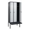 C+P Spind Classic PLUS, Bank, 3 Abteile, 2120x900x815mm, 7016/7035 Verschluss Sicherheits-Drehriegel 3 Garderobenhaken  Dekor Ba