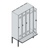 C+P Spind Classic PLUS, Bank, 4 Abteile, 2120x1200x815mm, 7035/5010 Verschluss Sicherheits-Drehriegel 3 Garderobenhaken  Dekor B