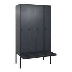 C+P Spind Classic PLUS, Bank, 4 Abteile, 2120x1200x815mm, 7016/7016 Verschluss Sicherheits-Drehriegel 3 Garderobenhaken  Dekor B