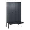 C+P Spind Classic PLUS, Bank, 4 Abteile, 2120x1200x815mm, 7016/7016 Verschluss Sicherheits-Drehriegel 3 Garderobenhaken  Dekor B