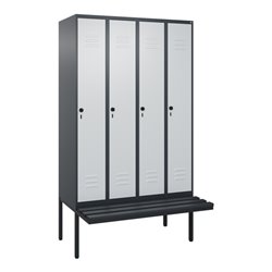 C+P Spind Classic PLUS, Bank, 4 Abteile, 2120x1200x815mm, 7016/7035 Verschluss Sicherheits-Drehriegel 3 Garderobenhaken  Dekor B