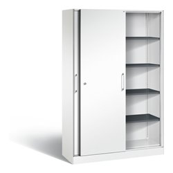 C+P Schiebetürenschrank Asisto, H1980xB1200xT435mm, Front Verkehrsweiß, Korpus Verkehrsweiß (142001-000)