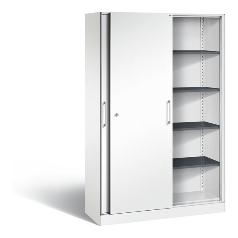 C+P Schiebetürenschrank Asisto, H1980xB1200xT435mm, Front Verkehrsweiß, Korpus Verkehrsweiß (142001-000)