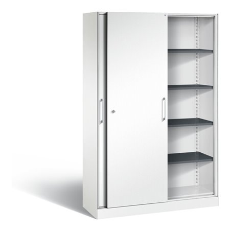 C+P Schiebetürenschrank Asisto, H1980xB1200xT435mm, Front Verkehrsweiß, Korpus Verkehrsweiß (142001-000)