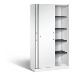 C+P Schiebetürenschrank Asisto, H1980xB1000xT435mm, Front Verkehrsweiß, Korpus Verkehrsweiß (142002-000)