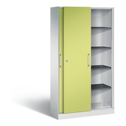 C+P Schiebetürenschrank Asisto, H1980xB1000xT435mm, Front Viridingrün, Korpus Lichtgrau (142002-000)