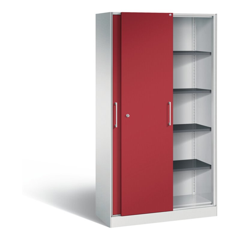 C+P Schiebetürenschrank Asisto, H1980xB1000xT435mm, Front Rubinrot, Korpus Lichtgrau (142002-000)