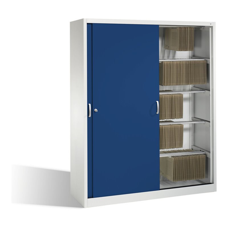 C+P Schiebetürenschrank Acurado, H1950xB1600xT500mm, Front Enzianblau, Korpus Lichtgrau (2150-60)