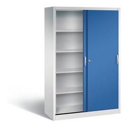 C+P Schiebetürenschrank Acurado, H1950xB1200xT500mm, Front Enzianblau, Korpus Lichtgrau (2050-00)