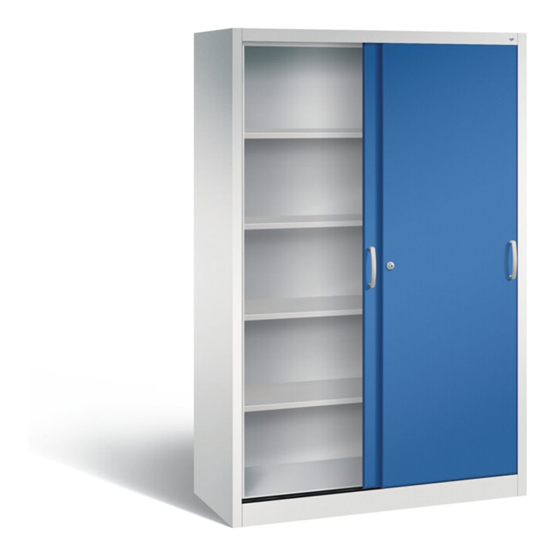 C+P Schiebetürenschrank Acurado, H1950xB1200xT500mm, Front Enzianblau, Korpus Lichtgrau (2050-00)