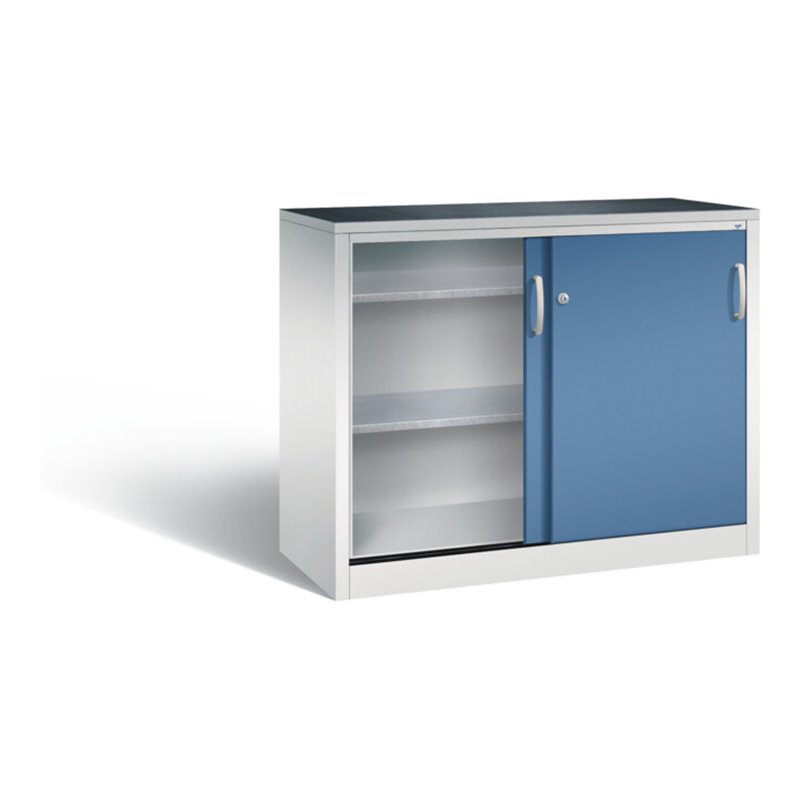 C+P Schiebetürenschrank Acurado, H1000xB1200xT500mm, Front Fernblau, Korpus Lichtgrau (2056-09)