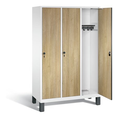 C+P Garderobenschrank Evolo, H1850xB1200xT500mm, Front Dekor Eiche Sereno, Korpus Verkehrsweiß (48010-32)