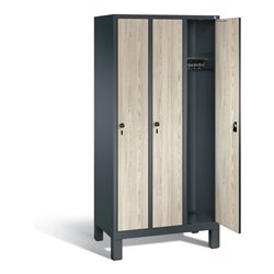 C+P Garderobenschrank Evolo, H1850xB900xT500mm, Front Dekor Sen-Esche, Korpus Anthrazitgrau (48010-30)