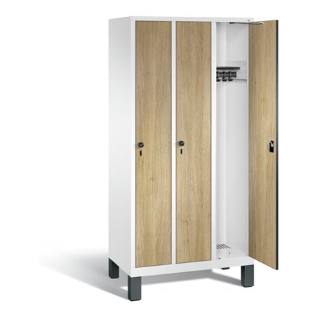 C+P Garderobenschrank Evolo, H1850xB900xT500mm, Front Dekor Eiche Sereno, Korpus Verkehrsweiß (48010-30)
