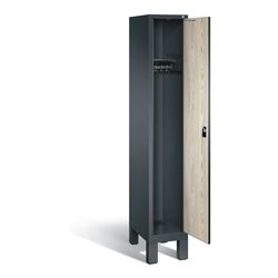 C+P Garderobenschrank Evolo, H1850xB320xT500mm, Front Dekor Sen-Esche, Korpus Anthrazitgrau (48010-10)