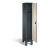 C+P Garderobenschrank Evolo, H1850xB320xT500mm, Front Dekor Sen-Esche, Korpus Anthrazitgrau (48010-10)