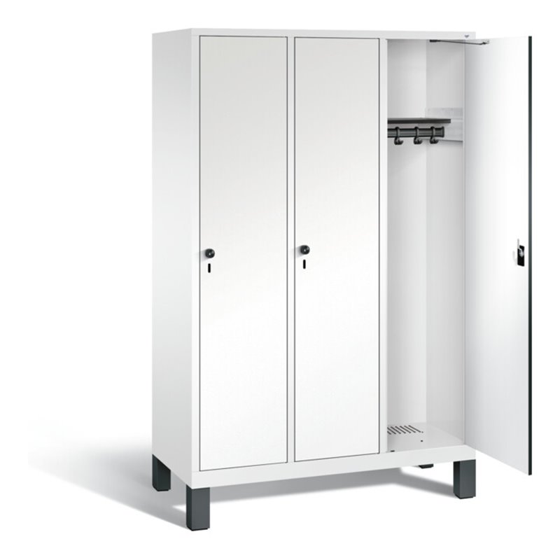 C+P Garderobenschrank Evolo, H1850xB1200xT500mm, Front Dekor Weiß, Korpus Verkehrsweiß (48010-32)