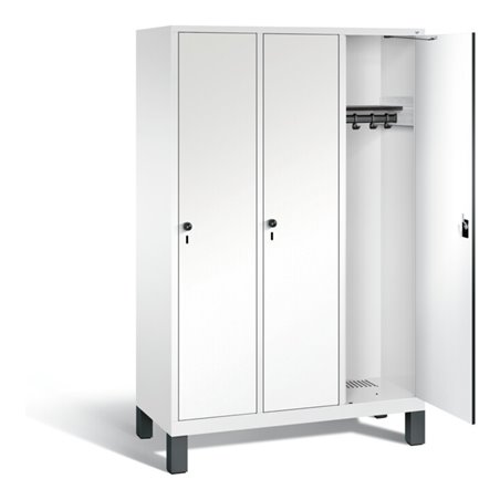 C+P Garderobenschrank Evolo, H1850xB1200xT500mm, Front Dekor Weiß, Korpus Verkehrsweiß (48010-32)
