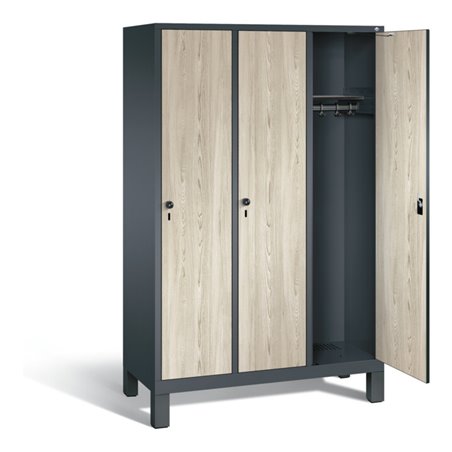 C+P Garderobenschrank Evolo, H1850xB1200xT500mm, Front Dekor Sen-Esche, Korpus Anthrazitgrau (48010-32)