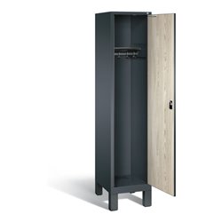 C+P Garderobenschrank Evolo, H1850xB420xT500mm, Front Dekor Sen-Esche, Korpus Anthrazitgrau (48010-12)