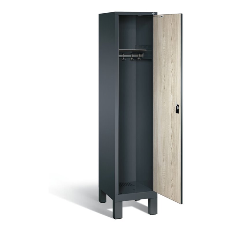 C+P Garderobenschrank Evolo, H1850xB420xT500mm, Front Dekor Sen-Esche, Korpus Anthrazitgrau (48010-12)