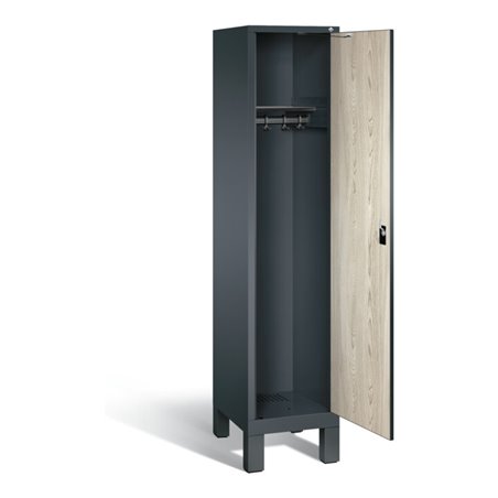 C+P Garderobenschrank Evolo, H1850xB420xT500mm, Front Dekor Sen-Esche, Korpus Anthrazitgrau (48010-12)