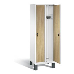 C+P Garderobenschrank Evolo, H1850xB610xT500mm, Front Dekor Eiche Sereno, Korpus Verkehrsweiß (48010-20)
