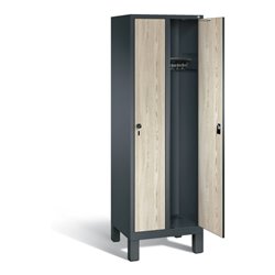 C+P Garderobenschrank Evolo, H1850xB610xT500mm, Front Dekor Sen-Esche, Korpus Anthrazitgrau (48010-20)