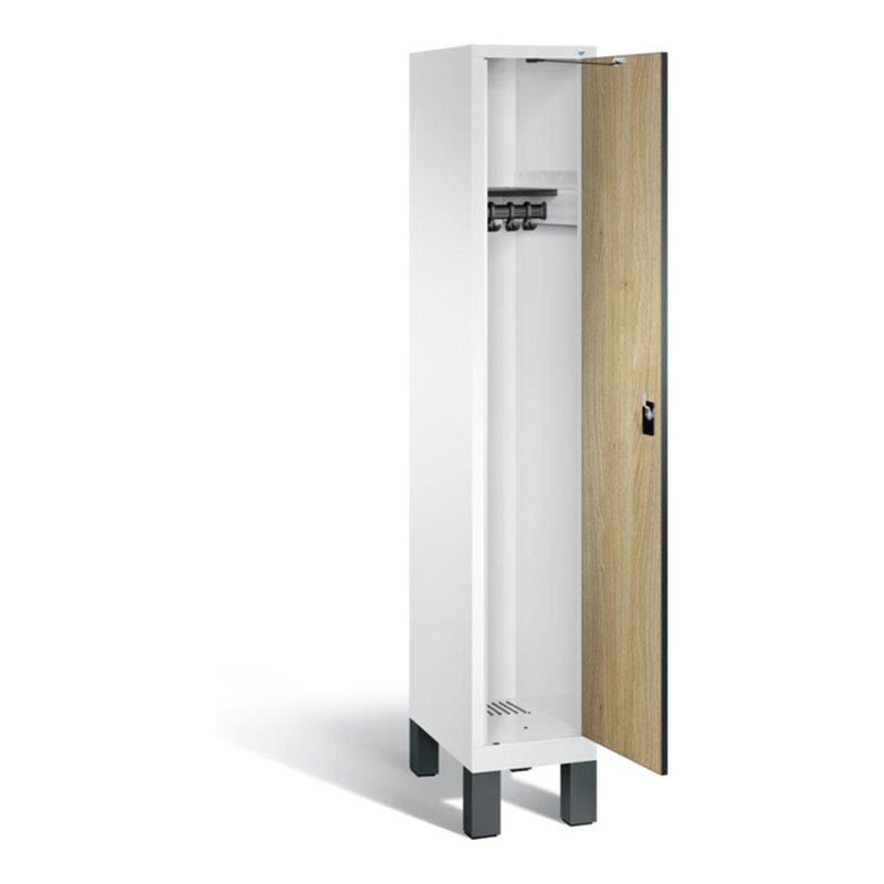 C+P Garderobenschrank Evolo, H1850xB320xT500mm, Front Dekor Eiche Sereno, Korpus Verkehrsweiß (48010-10)