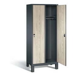 C+P Garderobenschrank Evolo, H1850xB810xT500mm, Front Dekor Sen-Esche, Korpus Anthrazitgrau (48010-22)