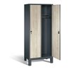 C+P Garderobenschrank Evolo, H1850xB810xT500mm, Front Dekor Sen-Esche, Korpus Anthrazitgrau (48010-22)