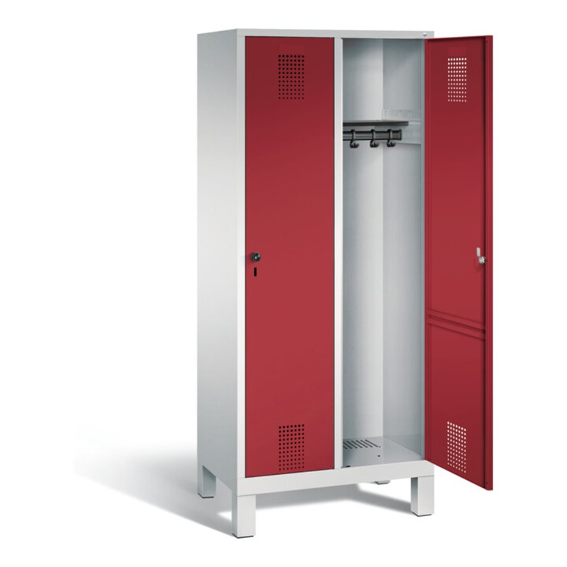 C+P Garderobenschrank Evolo, H1850xB810xT500mm, Front Rubinrot, Korpus Lichtgrau (48010-22)