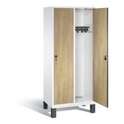 C+P Garderobenschrank Evolo, H1850xB810xT500mm, Front Dekor Eiche Sereno, Korpus Verkehrsweiß (48010-22)
