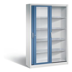 C+P Schiebetürenschrank Acurado, H1950xB1200xT400mm, Front Fernblau, Korpus Lichtgrau (2049-055)