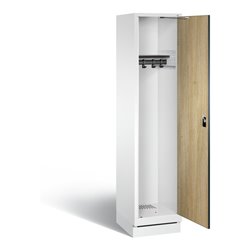 C+P Garderobenschrank Evolo, H1800xB420xT500mm, Front Dekor Eiche Sereno, Korpus Verkehrsweiß (48020-12)