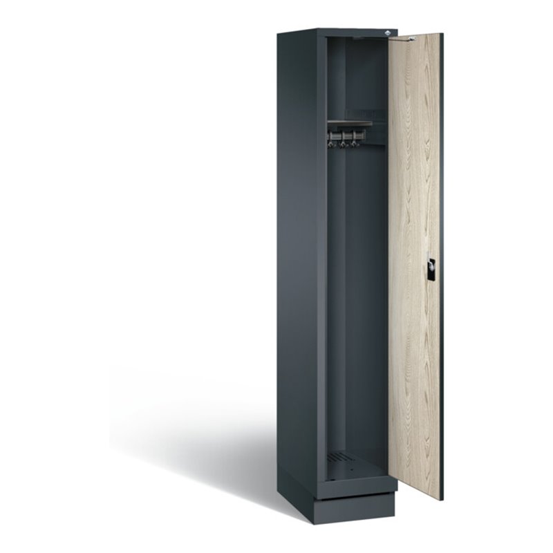 C+P Garderobenschrank Evolo, H1800xB320xT500mm, Front Dekor Sen-Esche, Korpus Anthrazitgrau (48020-10)