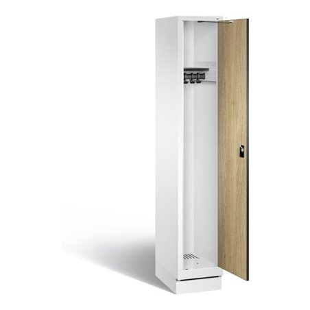 C+P Garderobenschrank Evolo, H1800xB320xT500mm, Front Dekor Eiche Sereno, Korpus Verkehrsweiß (48020-10)