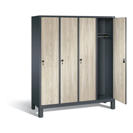 C+P Garderobenschrank Evolo, H1850xB1590xT500mm, Front Dekor Sen-Esche, Korpus Anthrazitgrau (48010-42)