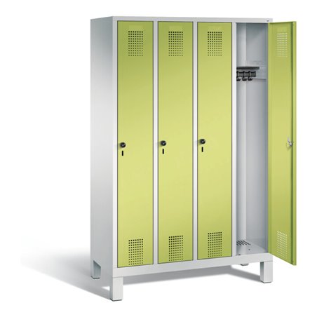 C+P Garderobenschrank Evolo, H1850xB1190xT500mm, Front Viridingrün, Korpus Lichtgrau (48010-40)