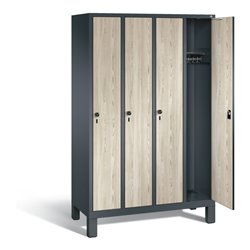 C+P Garderobenschrank Evolo, H1850xB1190xT500mm, Front Dekor Sen-Esche, Korpus Anthrazitgrau (48010-40)